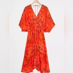 Anthropologie Dress Small Camel Desert RARE Isabelle Feliu Karakum Boho Animal